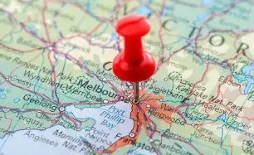 Focus on Melbourne on the Map. Source: "World reference atlas"